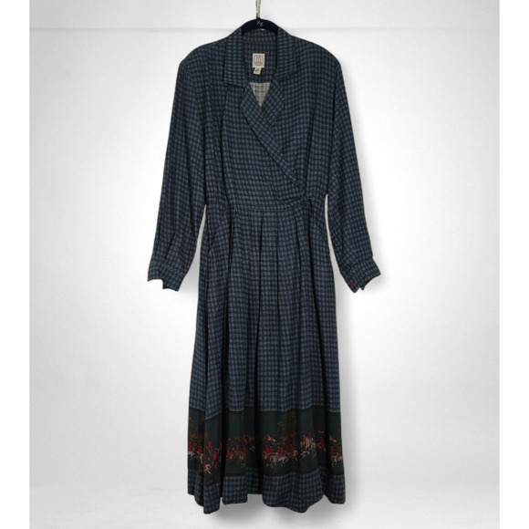 Vintage J.G. Hook Maxi Dress Womens 6 Green Plaid Gingham Equestrian Preppy Hunt - Picture 1 of 16